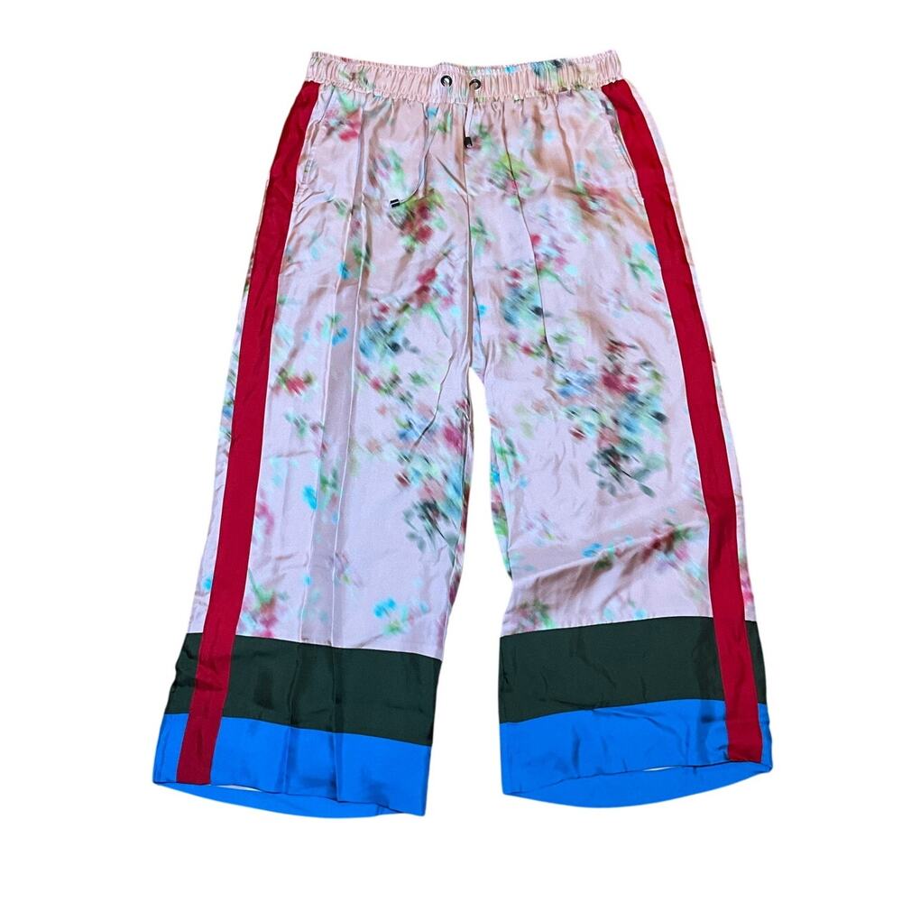 Carlisle Collection Solange Wide Leg Silk Pants Floral Pink/Multi Size 12 NWT